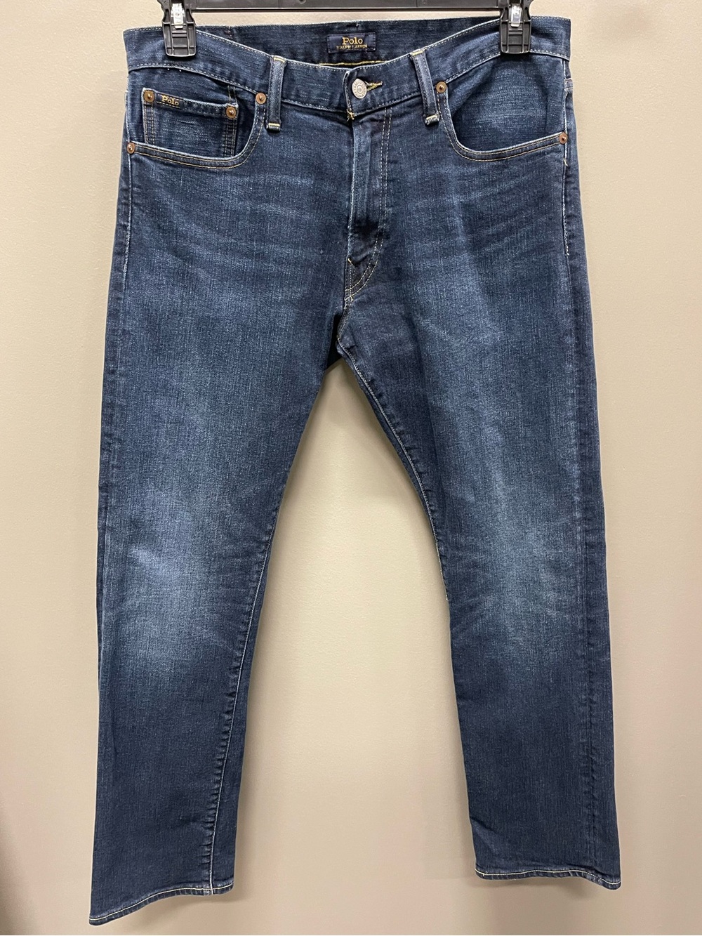 Ralph Lauren Men’s Slim Straight Jeans in Dark Blue Wash